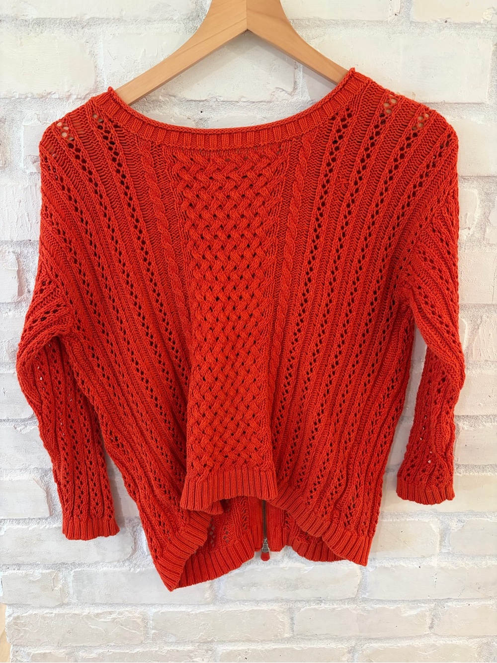 Anthropologie Moth open-knit zipper back sweater